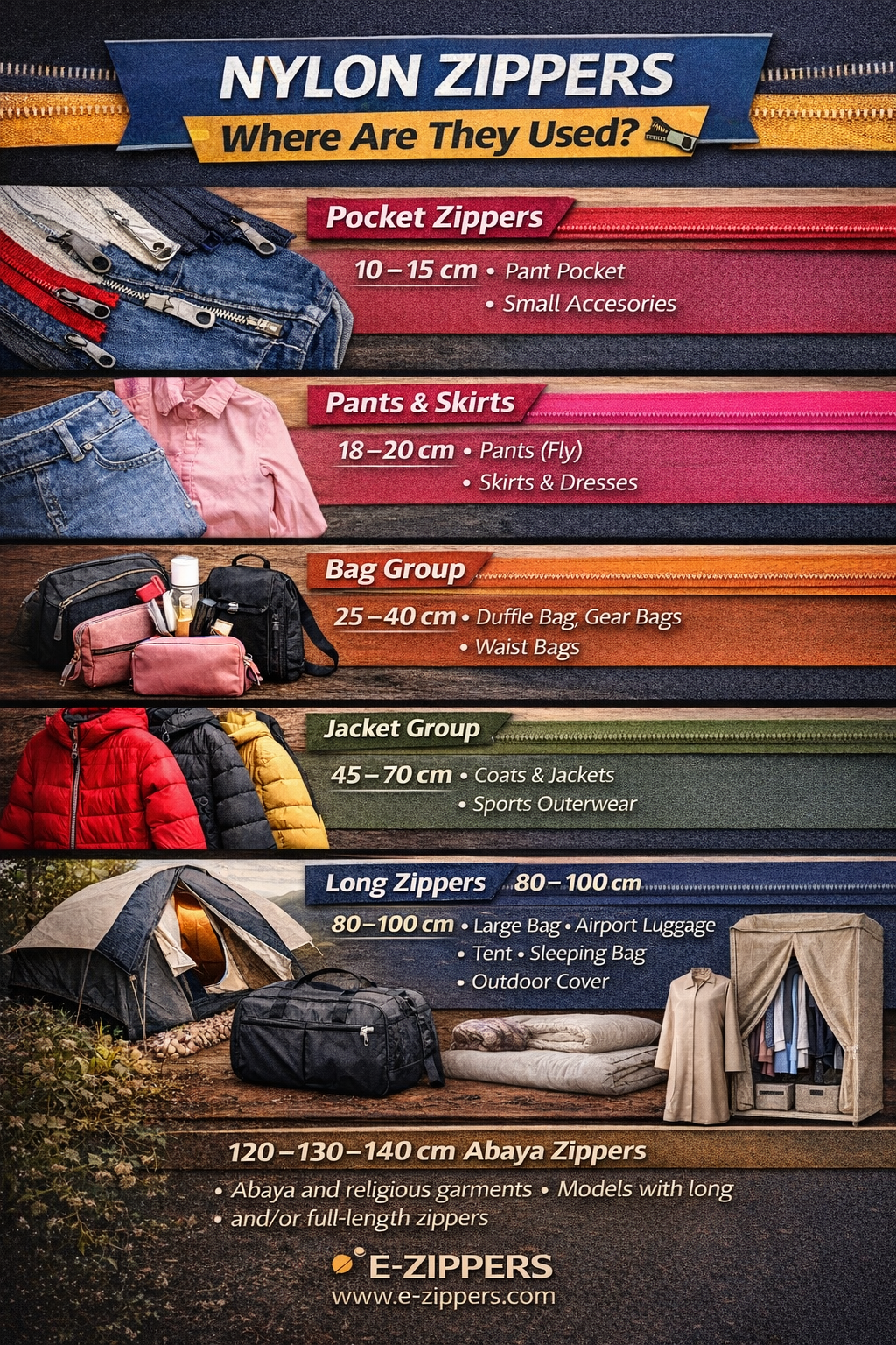 Where Are Nylon Zippers Used – Usage Areas by Length | E-Fermuar